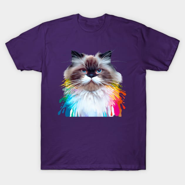 Himalayan Cat Rainbow Painting T-Shirt by KayBee Gift Shop